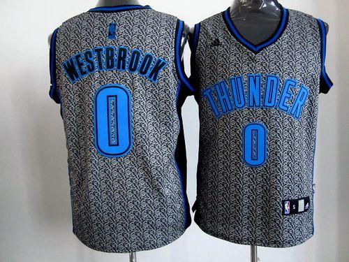 Thunder #0 Russell Westbrook Grey Static Fashion Stitched NBA Jersey