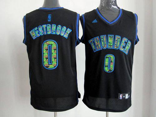Thunder #0 Russell Westbrook Black Camo Fashion Stitched NBA Jersey