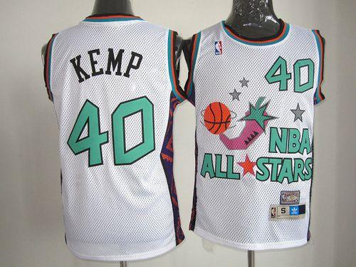 Thunder #40 Shawn Kemp White SuperSonics 1995 All Star Stitched NBA Jersey