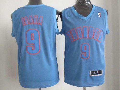 Thunder #9 Serge Ibaka Blue Big Color Fashion Stitched NBA Jersey