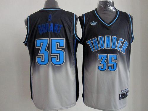 Thunder #35 Kevin Durant Black/Grey Fadeaway Fashion Stitched NBA Jersey