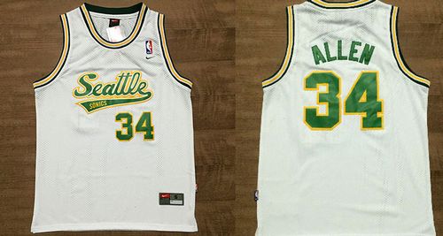 Thunder #34 Ray Allen White Throwback Stitched NBA Jersey
