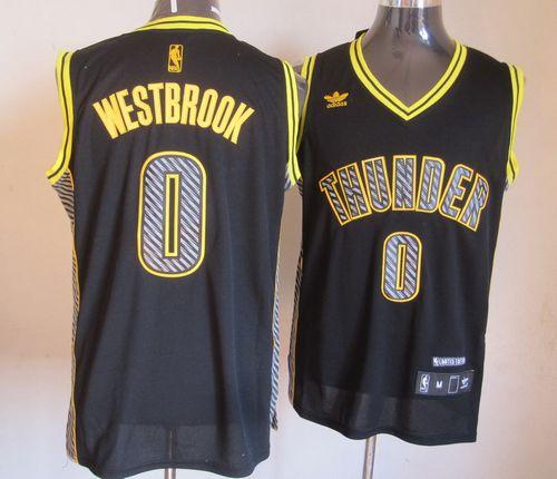 Thunder #0 Russell Westbrook Black Electricity Fashion Stitched NBA Jersey