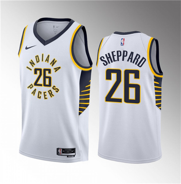 Men's Indiana Pacers #26 Ben Sheppard White 2023 Draft Association Edition Stitched Basketball Jersey