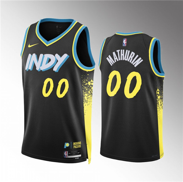 Men's Indiana Pacers #00 Bennedict Mathurin Black 2023/24 City Edition Stitched Basketball Jersey