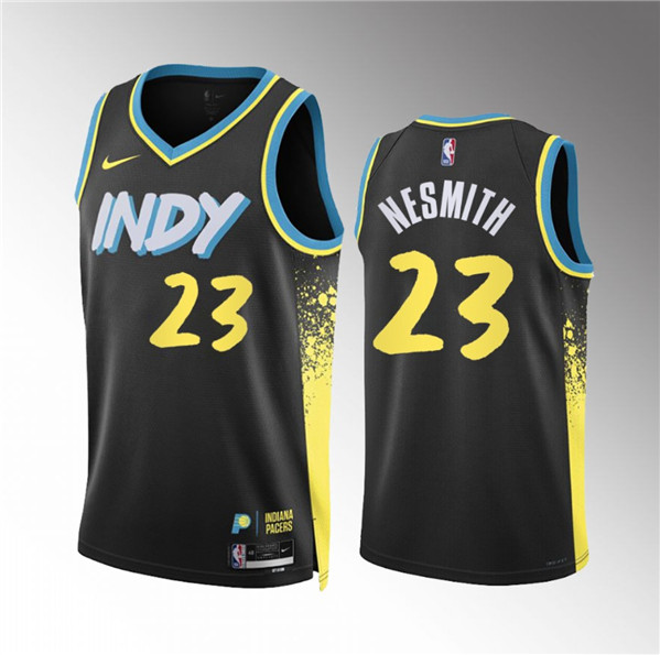 Men's Indiana Pacers #23 Aaron Nesmith Black 2023/24 City Edition Stitched Basketball Jersey