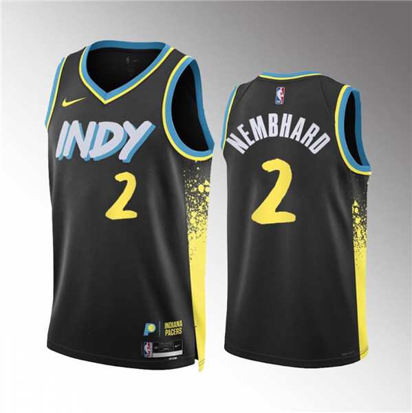 Men's Indiana Pacers #2 Andrew Nembhardh Black 2023/24 City Edition Stitched Basketball Jersey