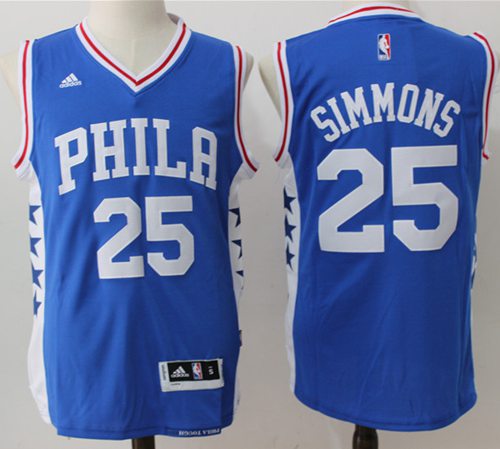 76ers #25 Ben Simmons Blue Stitched NBA Jersey