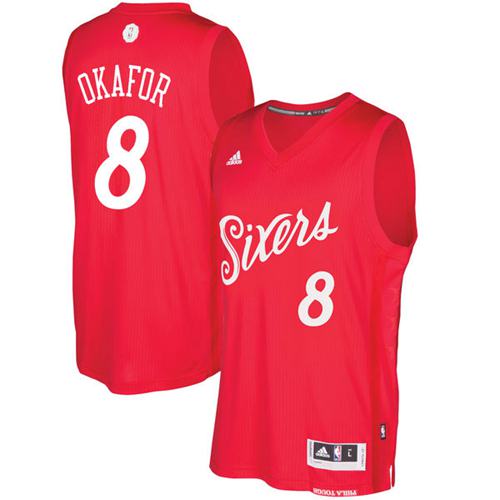 76ers #8 Jahlil Okafor Red 2016-2017 Christmas Day Stitched NBA Jersey