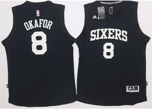 76ers #8 Jahlil Okafor Black Fashion Stitched NBA Jersey