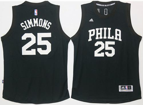 76ers #25 Ben Simmons Black Fashion Stitched NBA Jersey
