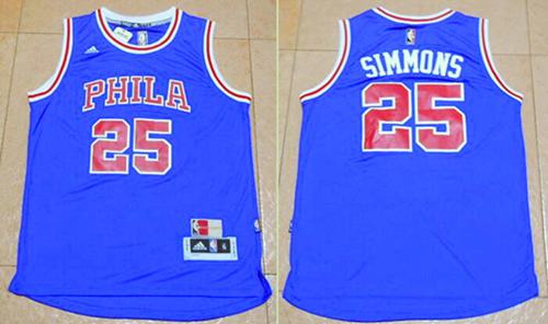 76ers #25 Ben Simmons Blue Throwback Stitched NBA Jersey