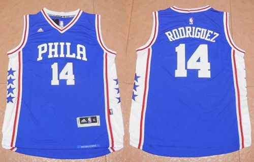 76ers #14 Sergio Rodriguez Blue Stitched NBA Jersey