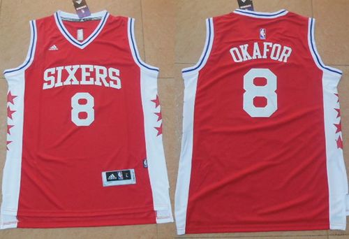 76ers #8 Jahlil Okafor Red Stitched NBA Jersey