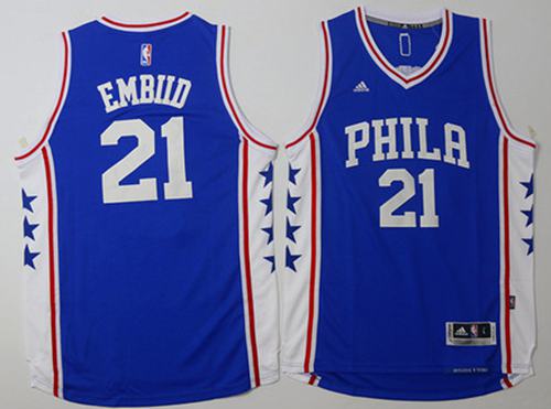 Revolution 30 76ers #21 Joel Embiid Blue Stitched NBA Jersey