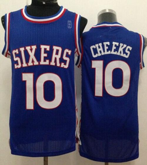 76ers #10 Maurice Cheeks Blue Throwback Stitched NBA Jersey
