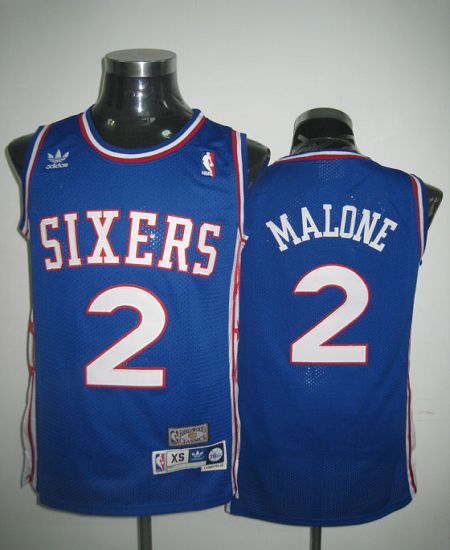 Throwback 76ers #2 Malone Blue Stitched NBA Jersey