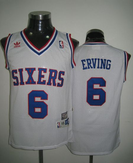 Throwback 76ers #6 Julius Erving Stitched White NBA Jersey