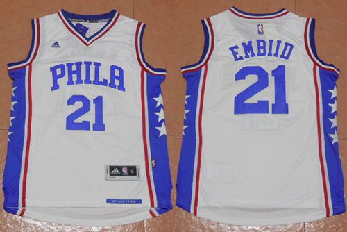 Revolution 30 76ers #21 Joel Embiid White Stitched NBA Jersey