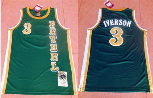 76ers #3 Allen Iverson Green Bethel High School Stitched NBA Jersey