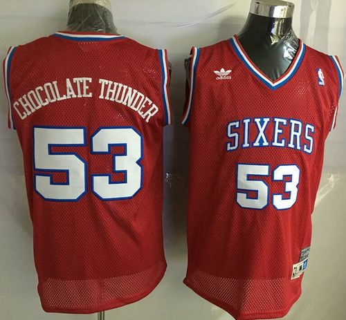 76ers #53 Darryl Dawkins Red Throwback "Chocolate Thunder" Stitched NBA Jersey