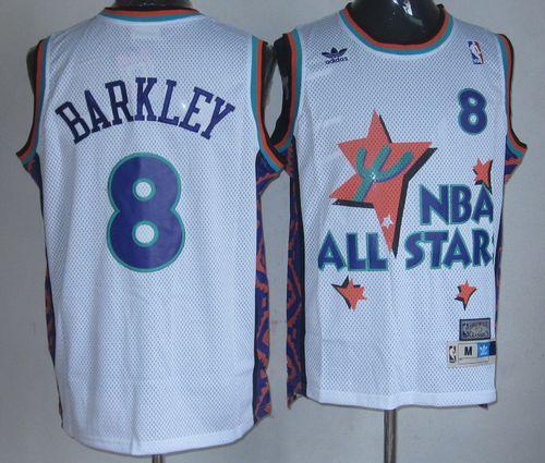 Suns #8 Charles Barkley White 1995 All Star Throwback Stitched NBA Jersey