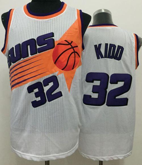 Suns #32 Jason Kidd White Throwback Stitched NBA Jersey