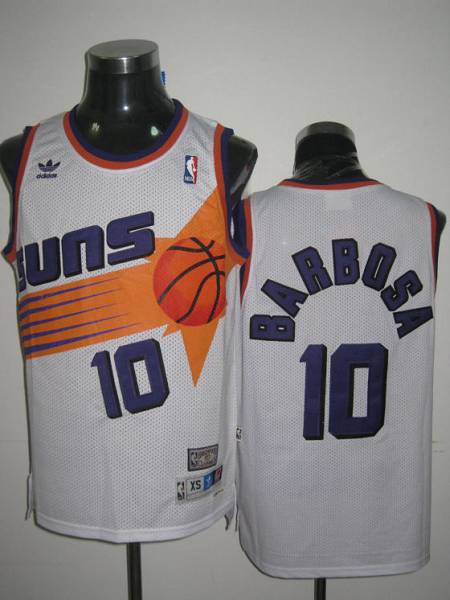 Mitchell & Ness Suns #10 BLeandro Barbosa Stitched White Throwback NBA Jersey