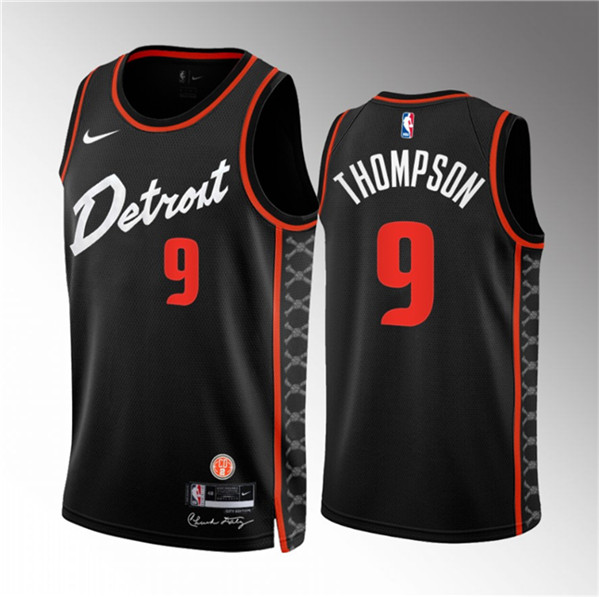 Men's Detroit Pistons #9 Ausar Thompson Black 2023/24 City Edition Stitched Basketball Jersey