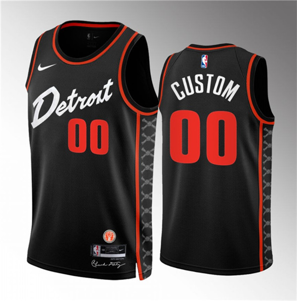 Men's Detroit Pistons Active Player Custom Black 2023/24 City Edition Stitched Basketball Jersey