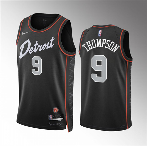 Men's Detroit Pistons #9 Ausar Thompson Black 2023-24 City Edition Stitched Basketball Jersey
