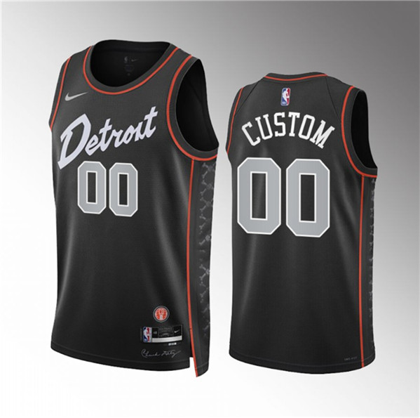 Men's Detroit Pistons Active Player Custom Black 2023-24 City Edition Stitched Basketball Jersey