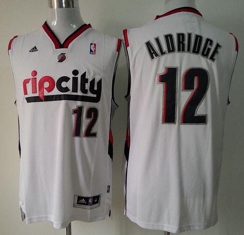 Blazers #12 Lamarcus Aldridge White Throwback Stitched NBA Jersey