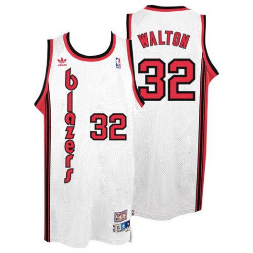 Blazers #32 Bill Walton White Throwback Stitched NBA Jersey