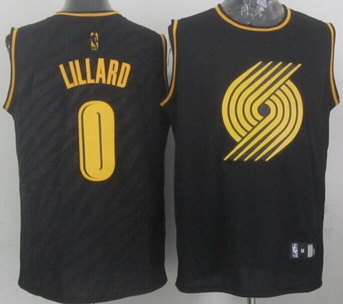 Blazers #0 Damian Lillard Black Precious Metals Fashion Stitched NBA Jersey