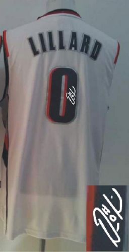 Revolution 30 Autographed Blazers #0 Damian Lillard White Stitched NBA Jersey