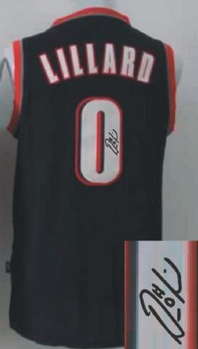Revolution 30 Autographed Blazers #0 Damian Lillard Black Stitched NBA Jersey