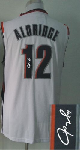 Revolution 30 Autographed Blazers #12 Lamarcus Aldridge White Stitched NBA Jersey