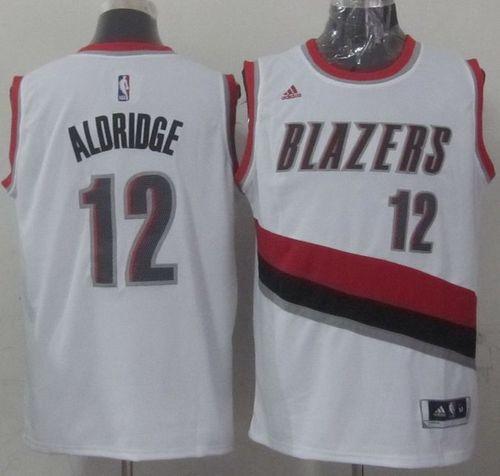 Blazers #12 LaMarcus Aldridge Stitched White NBA Jersey