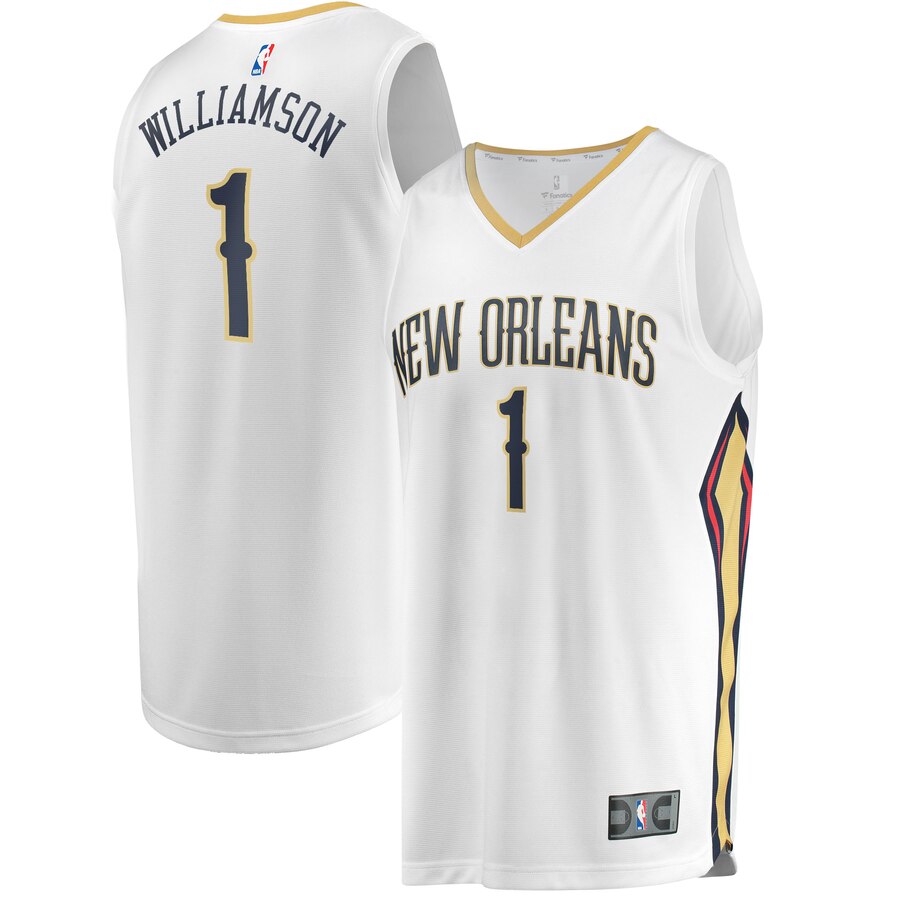 Men's New Orleans Pelicans #1 Zion Williamson White Stitched NBA Jersey
