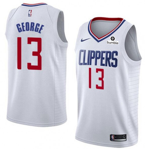 Men's Clippers #13 Paul George White Stitched NBA Jersey