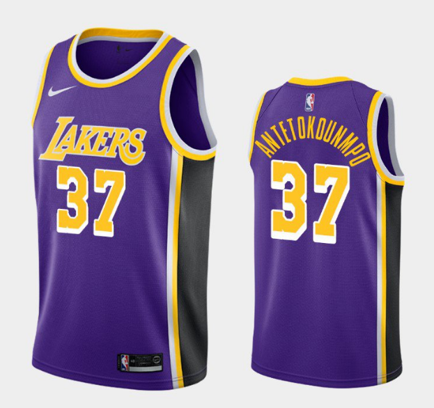Men's Los Angeles Lakers #37 Kostas Antetokounmpo Purple Stitched NBA Jersey