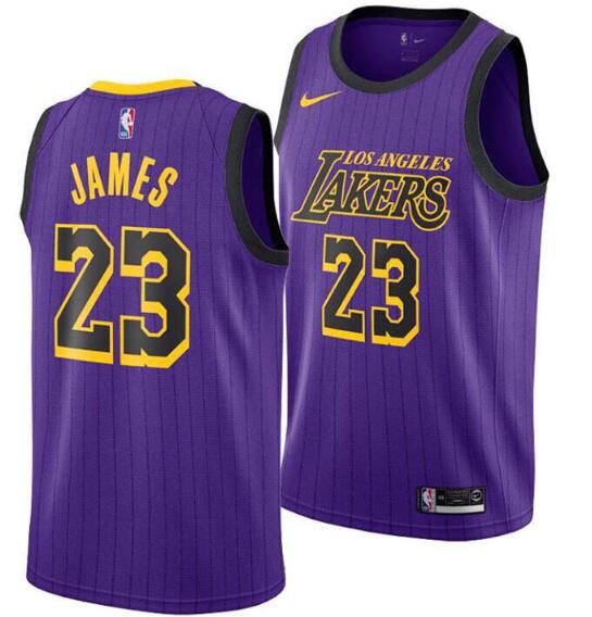 Men's Los Angeles Lakers #23 LeBron James Purple NBA Swingman Stitched NBA Jersey