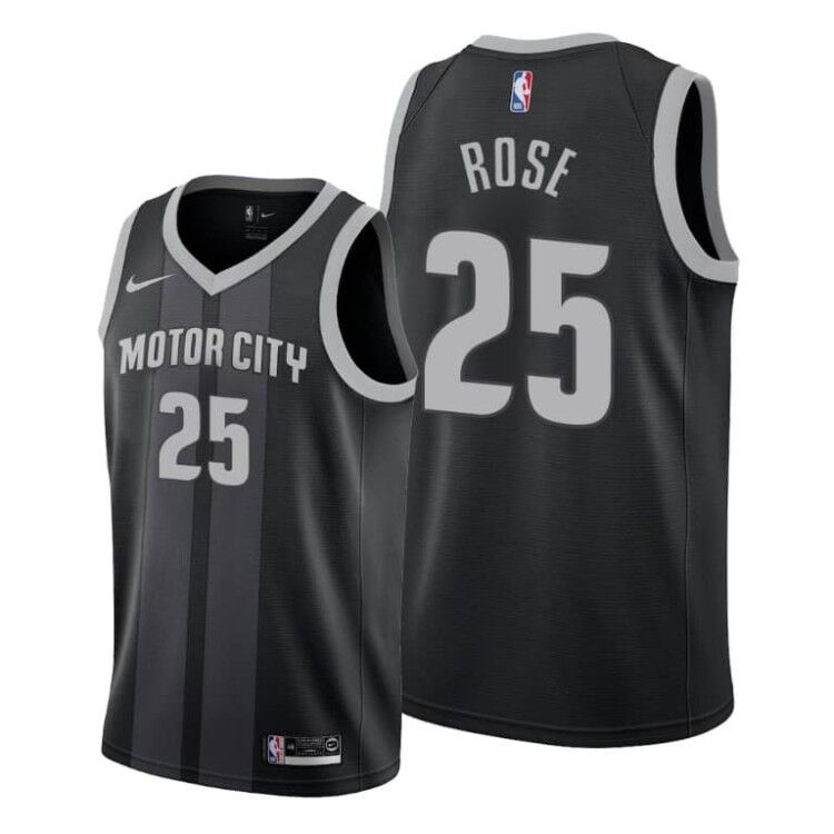 Men's Detroit Pistons #25 Derrick Rose Black Stitched NBA Jersey