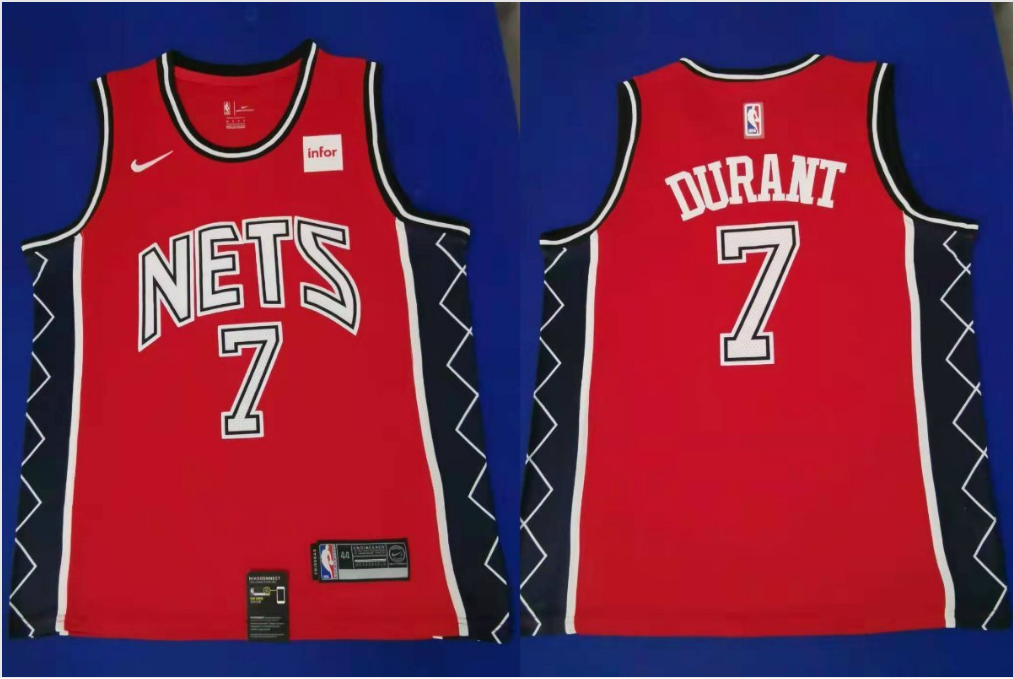 Men's Brooklyn Nets #7 Kevin Durant Red Stitched NBA Jersey