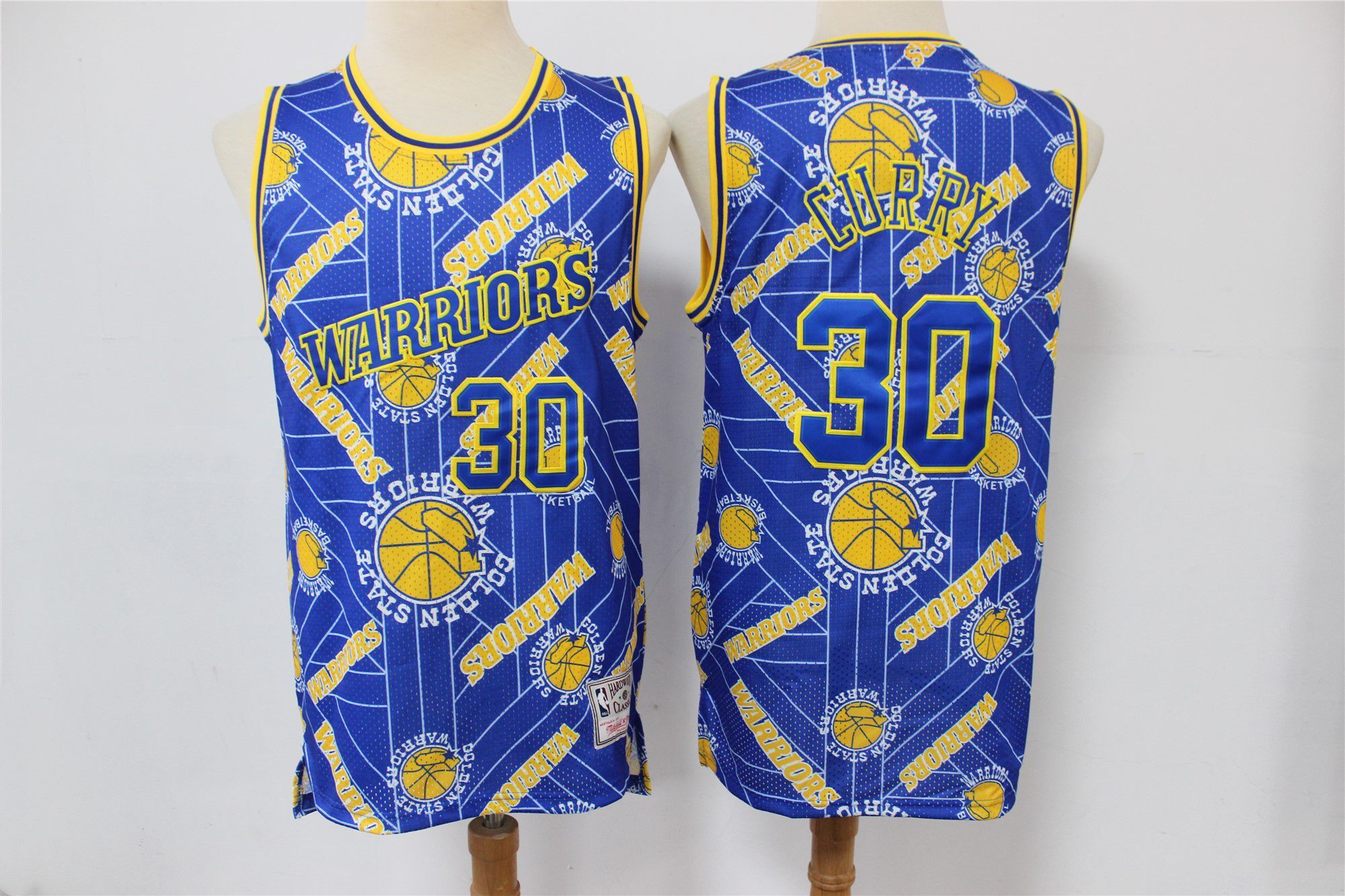 Men's Golden State Warriors #30 Stephen Curry Tear Up Pack Hardwood Classics Swingman Stitched NBA Jersey