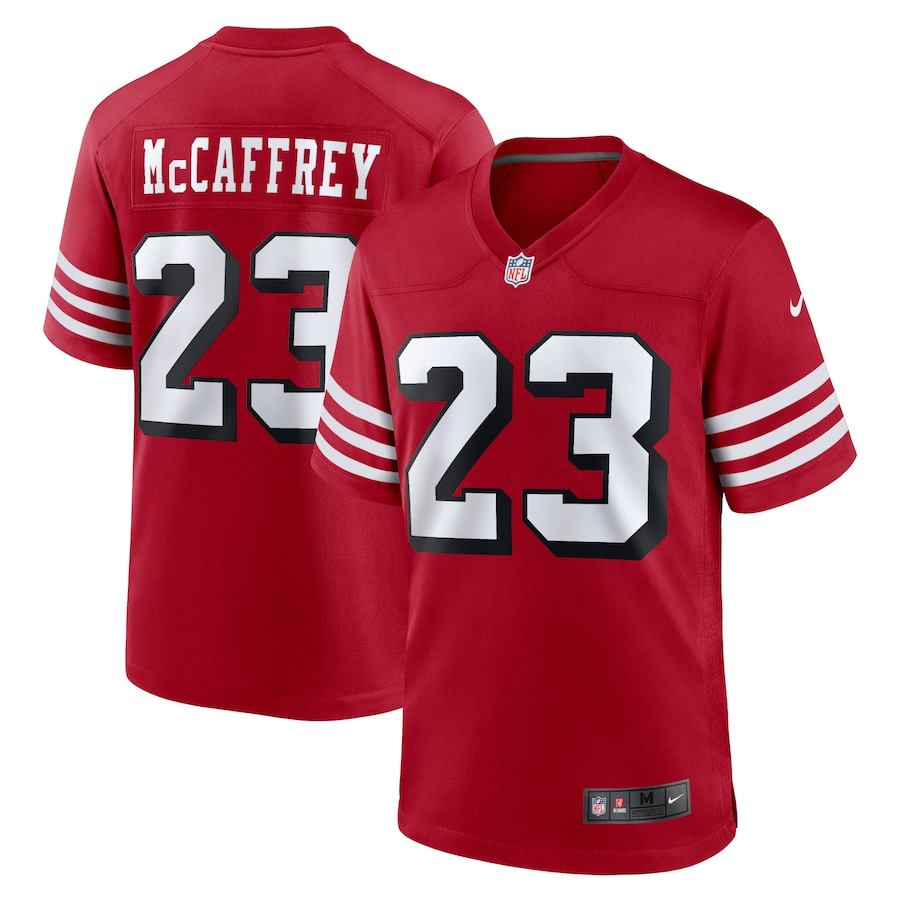 Men's San Francisco 49ers #23 Christian McCaffrey Red Game Stitched Football Jersey