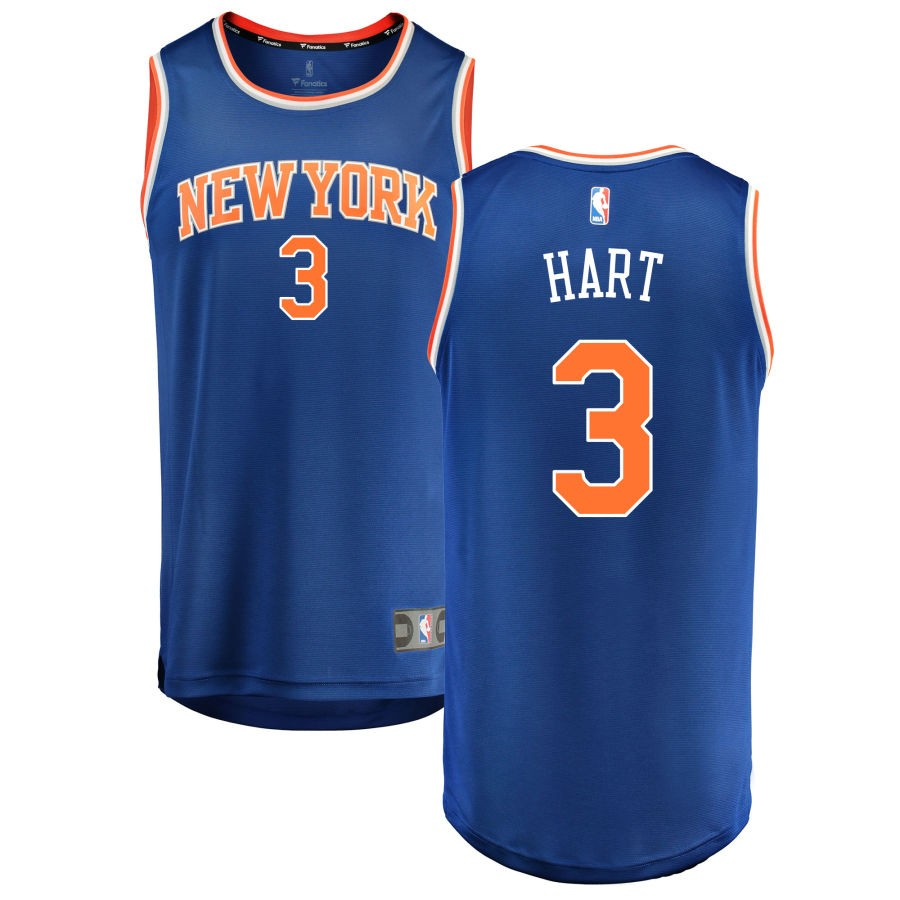 Men's New York Knicks #3 Josh Hart Blue Icon Edition Stitched Basketball Jersey