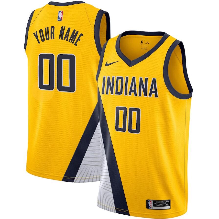 Men's Indiana Pacers Active Custom Yellow Stitched Basketball Jersey