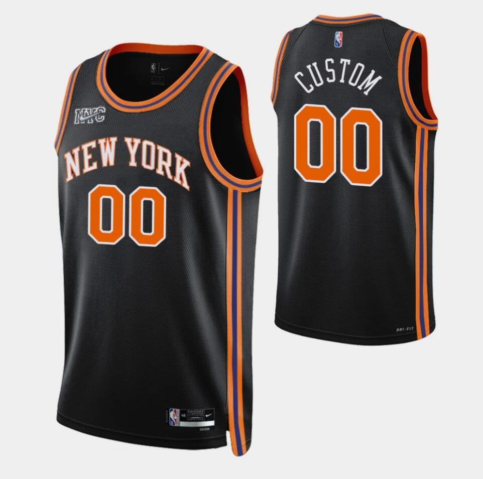 New York Knicks Customized Black 75th Anniversary Stitched Basketball Jersey